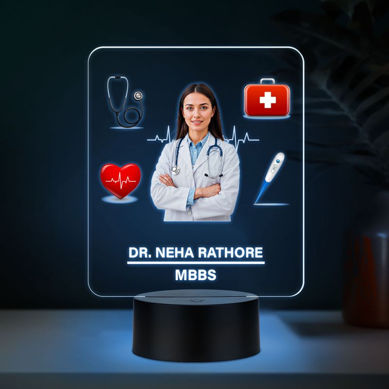 Personalized Doctor LED Night Lamp, Birthday Gift for Doctor Thankyou Gift for Doctor & Nurse Medical Student Gift Automatic Color Changing Light